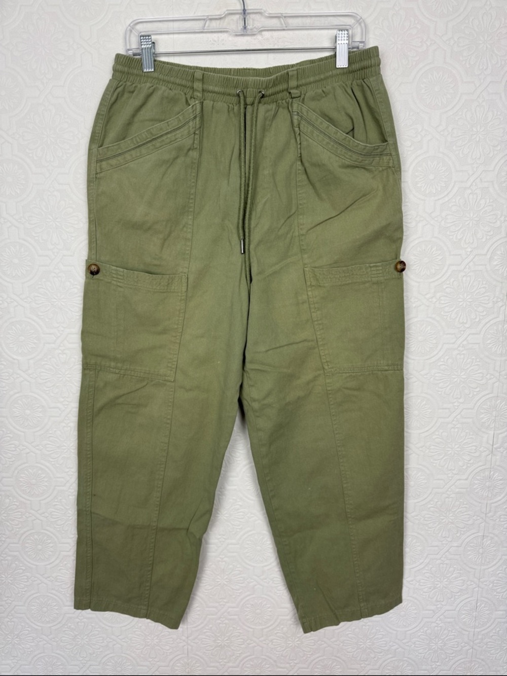 7 For All Mankind Olive‎ Green Cargo Pants Drawstring Waist Utility Pants Large